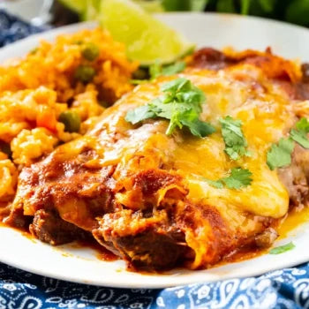 Low Carb Shredded Beef Red Chile Enchiladas